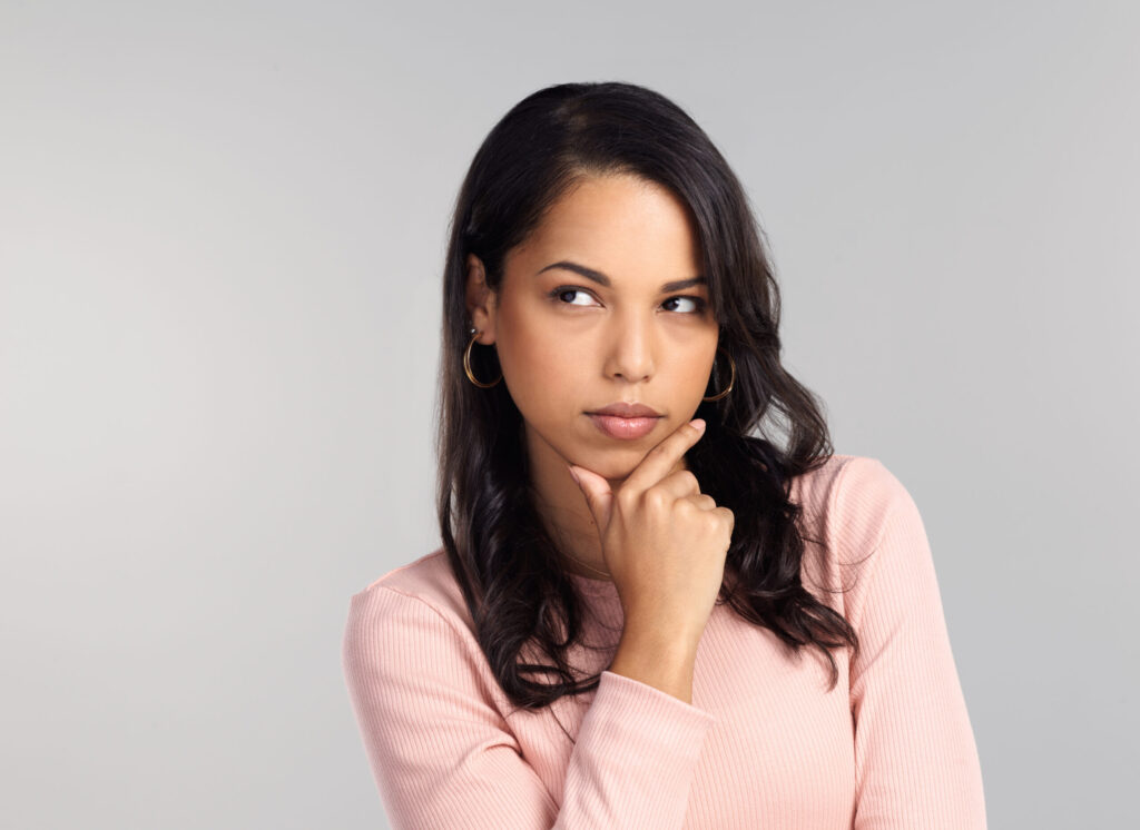 young woman thinking about heart health