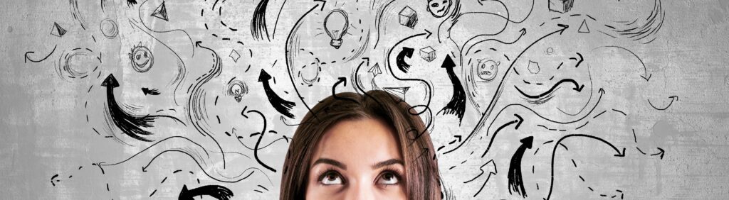 Conceptual header image showing a person looking upward against an abstract illustrated background, introducing a discussion about Cellular Energy and Mitochondrial Health.