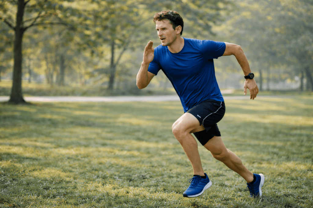 runner using HIIT to improve mitochondrial markers and aerobic performance