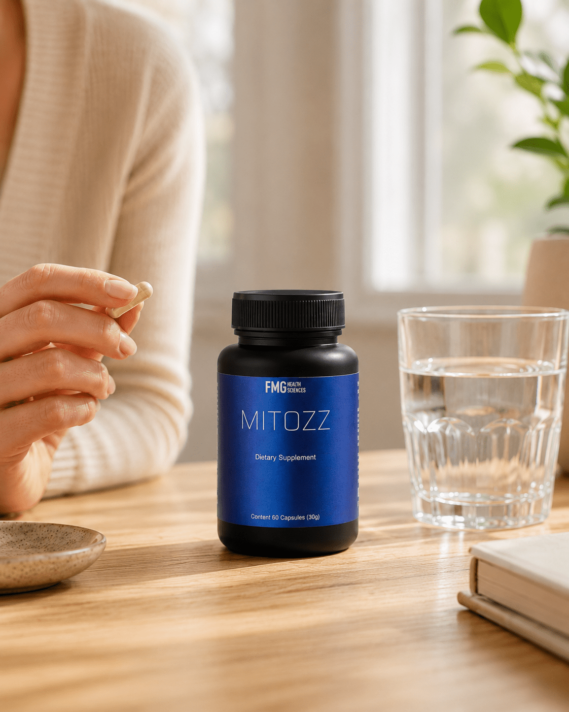Mitozz bottle, high-purity (-)-epicatechin supplement by FMG Health Sciences
