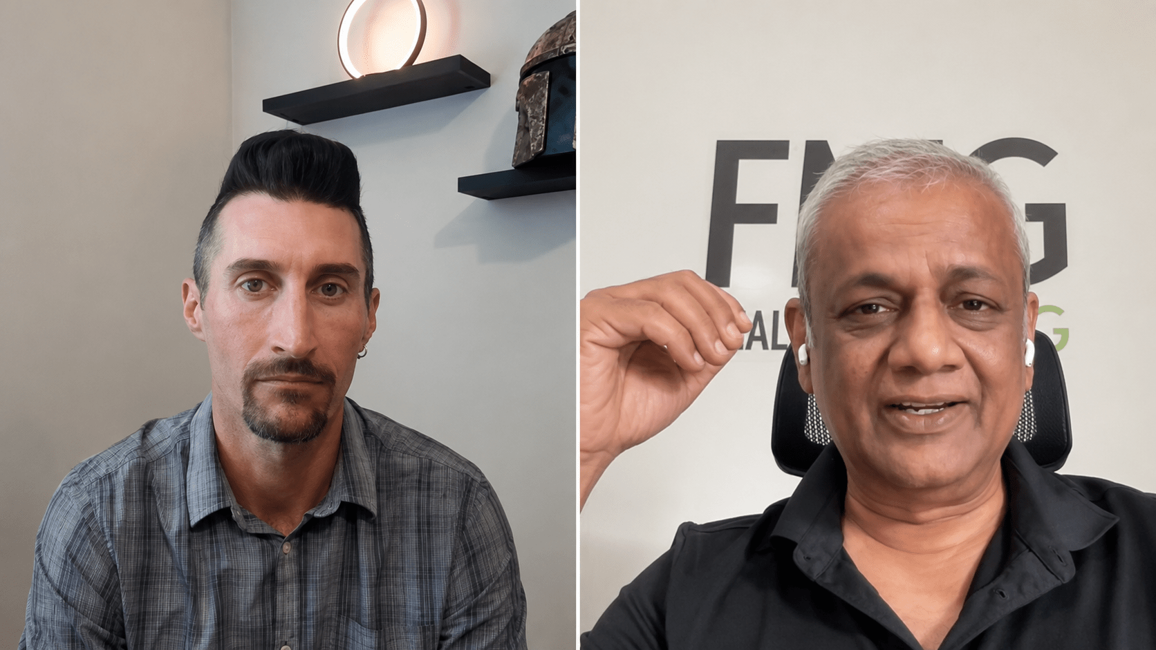 Jason Whetstone and Mani Agrawal in a split-screen podcast conversation about mitochondria, epicatechin, and the science behind Mitozz.